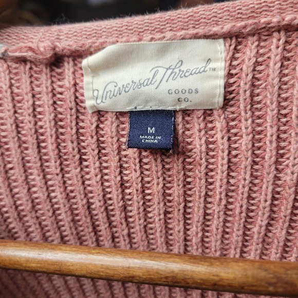 Pink Confetti Cardigan‎ Sweater Open Front Duster Oversized Pockets M Merium - Picture 2 of 13